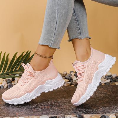 Fliegende gewebte Mesh-Schuhe Sommerschuhe für Damen Vielseitige Mode Atmungsaktiv Sportliche Einzelne Schuhe Damenschuhe
