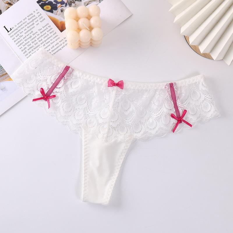 Damen Dessous Sexy Slips Spitze Schleife Aushöhlung Slips String Unterwäsche Höschen
