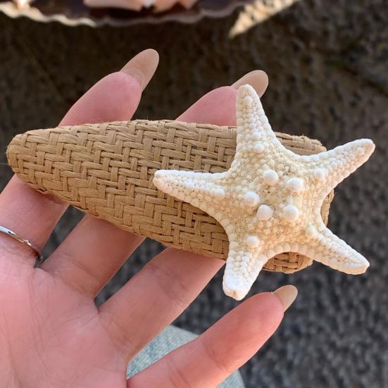 Sponka do vlasů Přírodní sláma 3D design hvězdice Klip na ofinu Stabilní upínací síla Pláž Každodenní život Vlasové doplňky