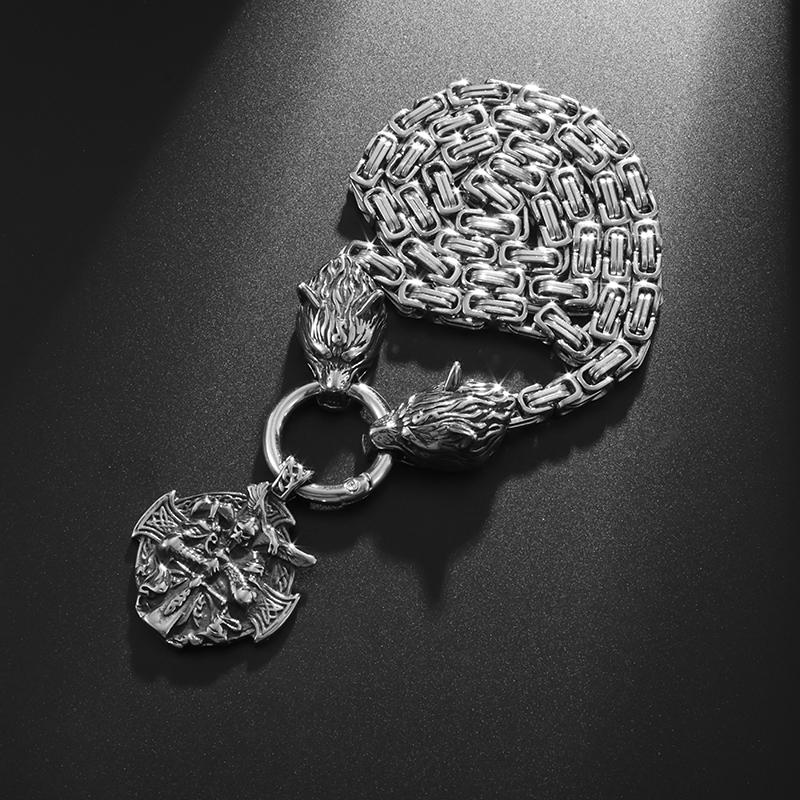 Vintage náhrdelník vlčí hlavy pro muže Těžký byzantský řetízek Vysoce kvalitní náhrdelník Šperky Amulet Dárek