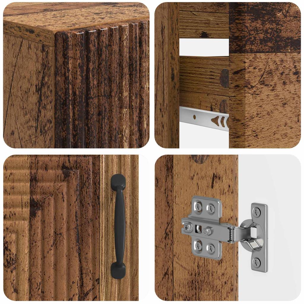 2 Piece Bathroom Cabinet Set HAARLEM Reclaimed Wood Look Engineered Wood