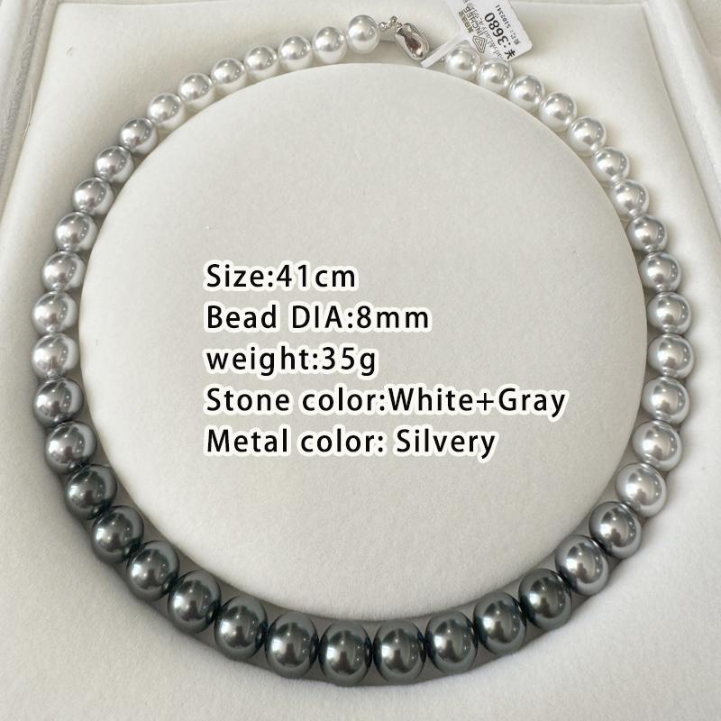

French Socialite White Gradient Gray Pearl Bead Necklace 2026 Fashion Jewelry Sets For Women s Sexy Collarbone Chain Accessories