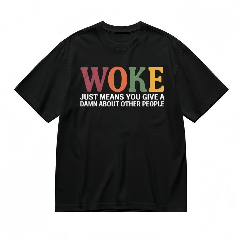 

Men s Fashion Comfy Classic T-Shirt Rainbow Letters Empathy Concept Design Tee 3XL