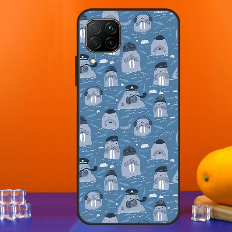 Cute Walrus For Huawei Nova Y90 Y91 Y60 Y70 Y72 Y61 9 10 SE 12i 12s 11i 5T P60 Pro P20 P30 P40 Lite Case