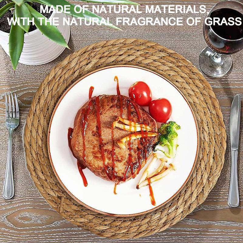 Hand-woven Rattan Placemats Round Insulated Teacup Mats Table Mats Suitable For Restaurant Home Wedding Decoration