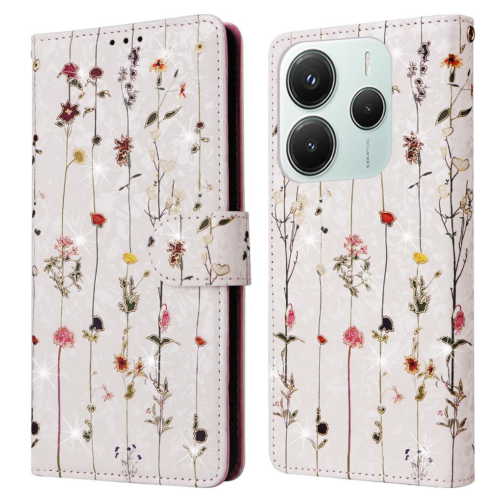 For Xiaomi Redmi Note 14 5G Etui RFID-blokkerende Blomst Skinn Telefondeksel