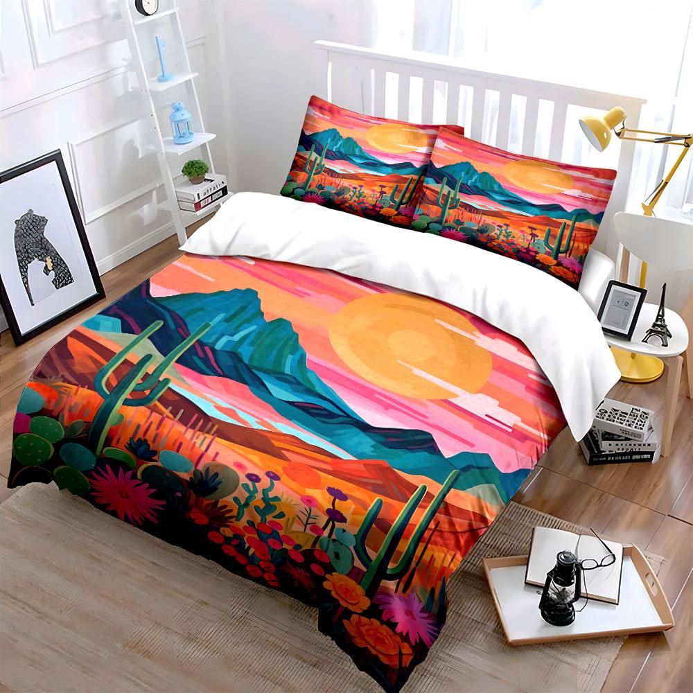 Colorful desert landscape pattern. Bedding sets Duvet cover sets Duvet covers Pillowcases(1 * Duvet Cover 2 * Pillowcases without duvet insert)