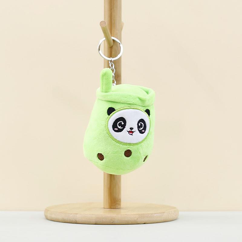 Niedlicher Panda-Plüsch-Teetassen-Schlüsselanhänger, farbenfrohes Stofftier, Hängedekoration