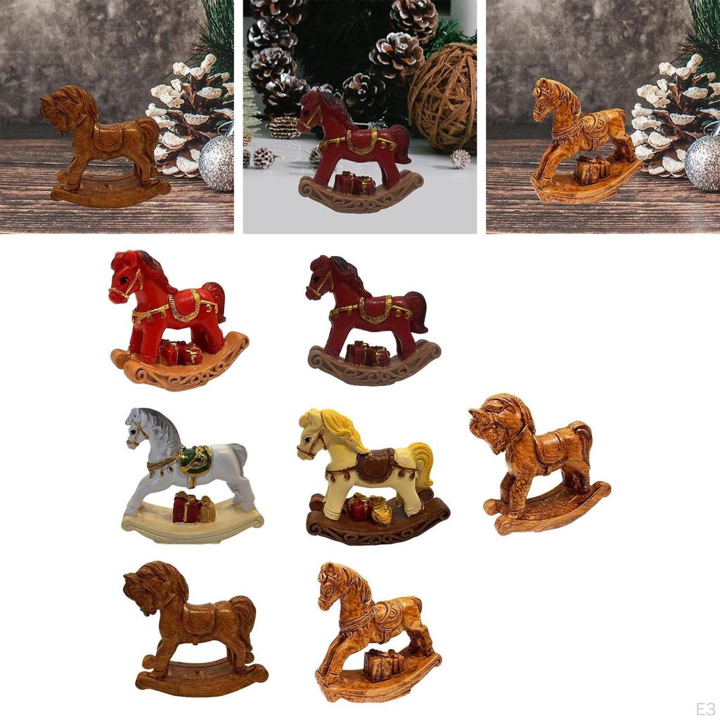 Small Christmas Rocking Horse Decor Animal Statue Collectible Sculpture for Anniversary Bedroom
