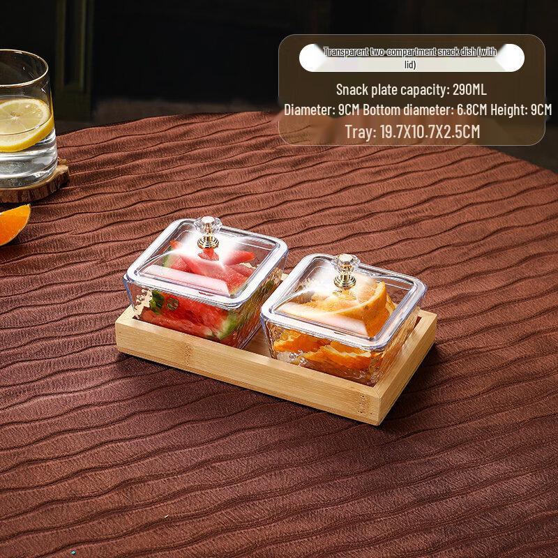 Qiewei Korean Style Divided Melamine Snack Plate with Lid