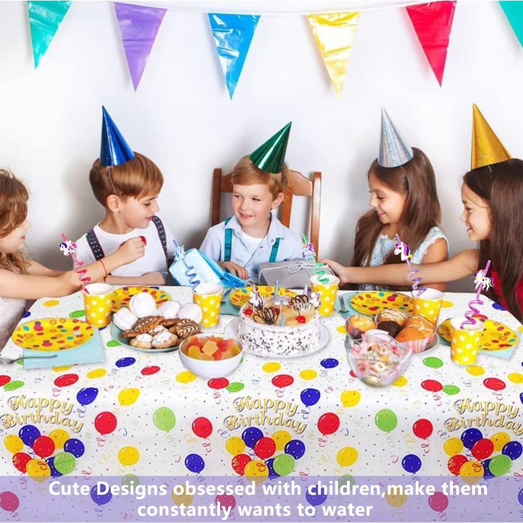 8pcs Cute Unicorn Rainbow Straws Reusable Plastic Straws Girl Birthday Party Supplies Unicorn Party Favors