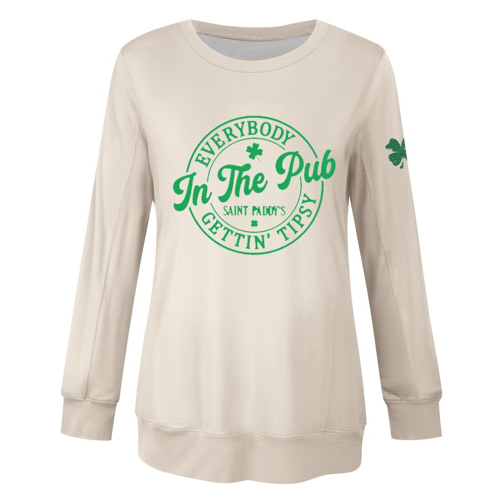 Damen Casual Mode Print Langarm O-Ausschnitt Sweatshirts Pullover Top