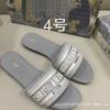 This Board Shoes Jacquard Embroidered Women's Slippers Classic Casual One-letter Flat Slippers