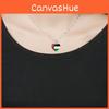 Stylish Women's Necklace Cross Chain With Charming Heart Palestinian Flag Pendant