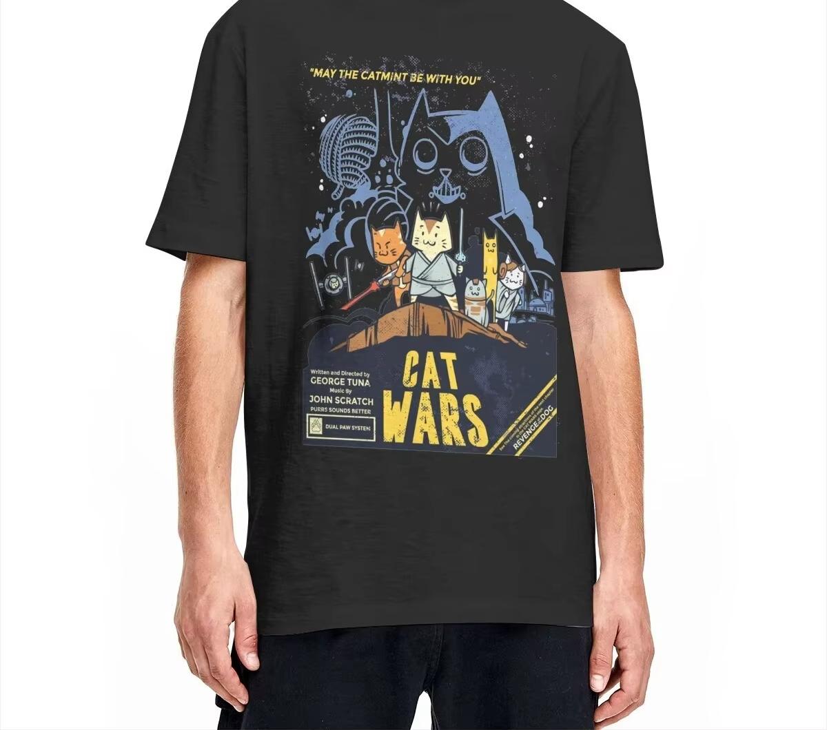 

Футболки Star Cat Wars Meow Wars Смешная футболка для любителей кошек для женщин Винтажная футболка с коротким рукавом Одежда больших размеров Графические футболки 4XL