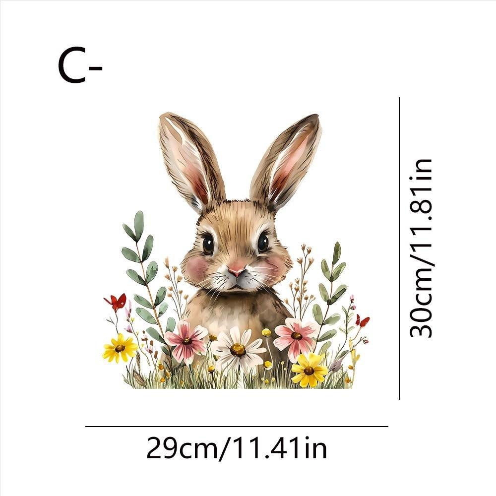 Self-Adhesive Flower Rabbit Sticker Easter Festival Party Sticker New Wall Decal  Glass Decoration