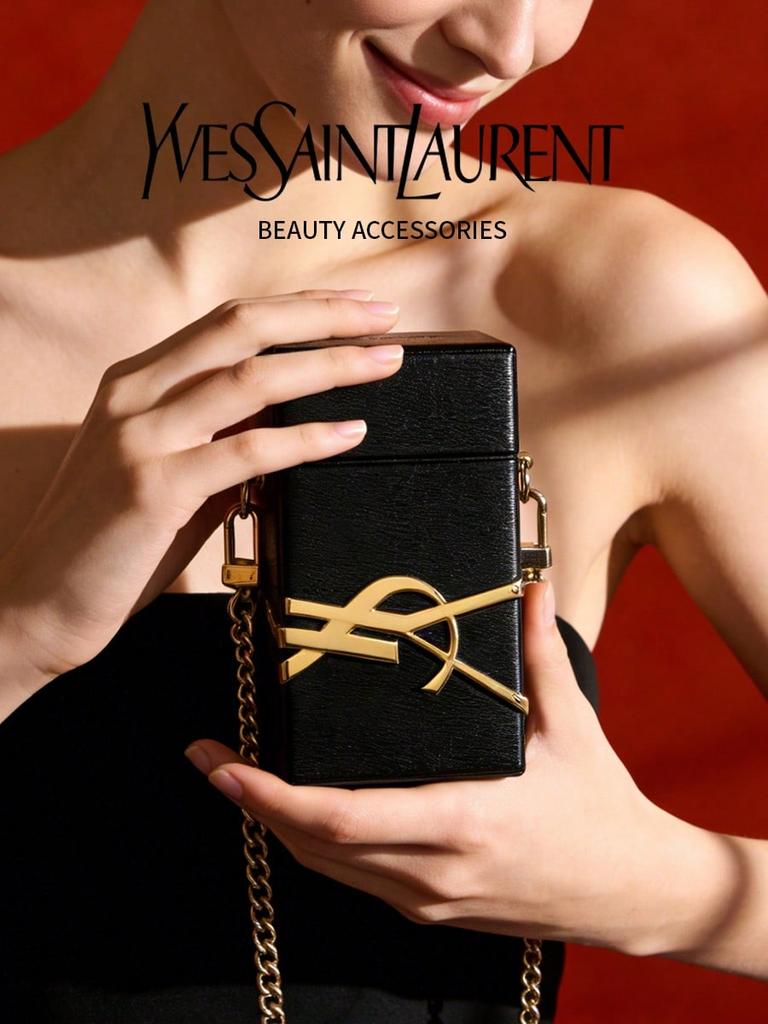 Yves Saint Laurent Modische schwarze rechteckige Make-up-Tasche - eine niedliche Reise-Make-up-Tasche, perfektes Geschenk für Freundinnen und Teenager.