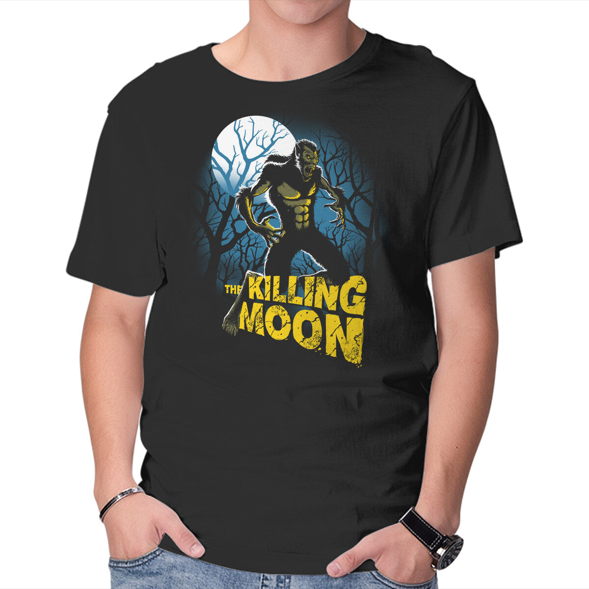 Unisex Crew Neck T-Shirt Killing Moon Graphic Short Sleeve Casual Tee M