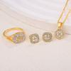 Light Luxury  Set Geometric Stylish Simple Necklace Ring Earrings 3-piece Set