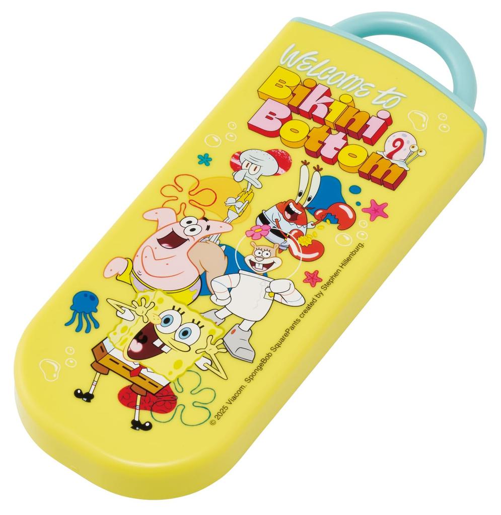 Skater Children's Lunch Box Chopsticks Trio Set (Chopsticks, Spoon, Fork) 16.5cm SpongeBob Design for Boys and Girls TACC2-A