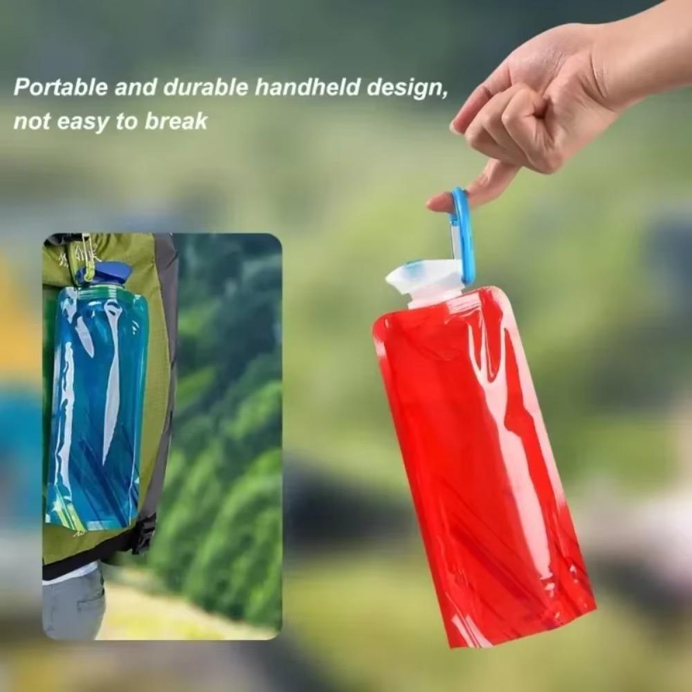 700ml Collapsible Water Bottle Ultra-Light Foldable Hydration Bag Hiking Camping,Leakproof Soft Flask with Handle Carabiner Clip