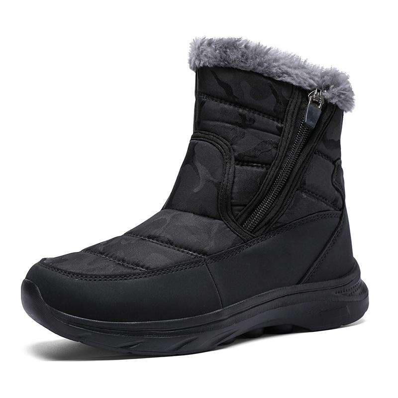 Men's Thick-soled Warm Shoes Men's Snow Boots Men's Anti-slip Zipper Flat Shoes Plush Outdoor Shoe Ankle Boots Zapatos Hombre