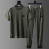 Summer Men Pleated Shirt Pants Two-pieces Set Thin Soft Breathable Tracksuit Casual Sports