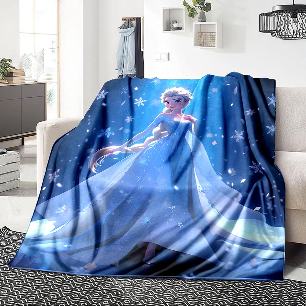 1Pc Elsa'S Winter Fantasy Blanket For Couch Bed Plush Cozy Fuzzy Blanket Super Soft Warm Blankets For Fall And Winter 091871