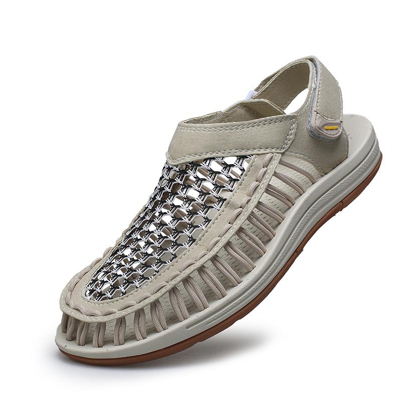 New Men's Breathable Mesh Sandals Lightweight Outdoor Walking Shoes Slip-on Beach Summer Sports Shoes for Men Handmade Flats
