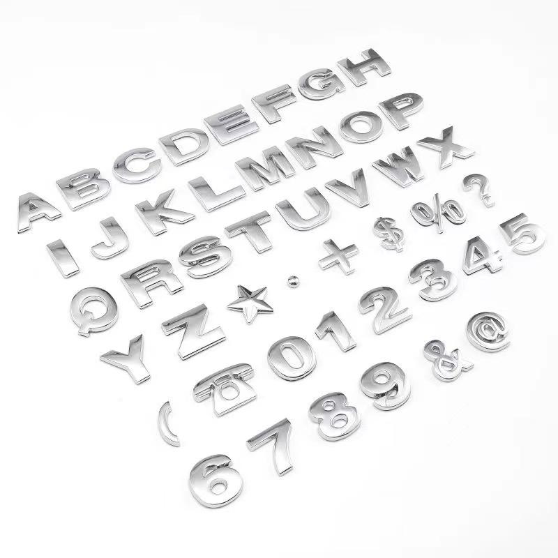 

1Pcs 3D Metal 25mm Car Letters Alphabet Emblem Numbers Chrome Labeling Car Sticker Trunk Logo Letters Emblem For Hyundai Toyota 25mm&.