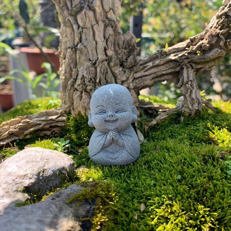 Buddha-Statue aus Stein, kleine buddhistische Mönche, tibetische Buddhismus-Figuren, Zen-Garten-Ornament, Meditation, Heim-Aquarium-Dekoration