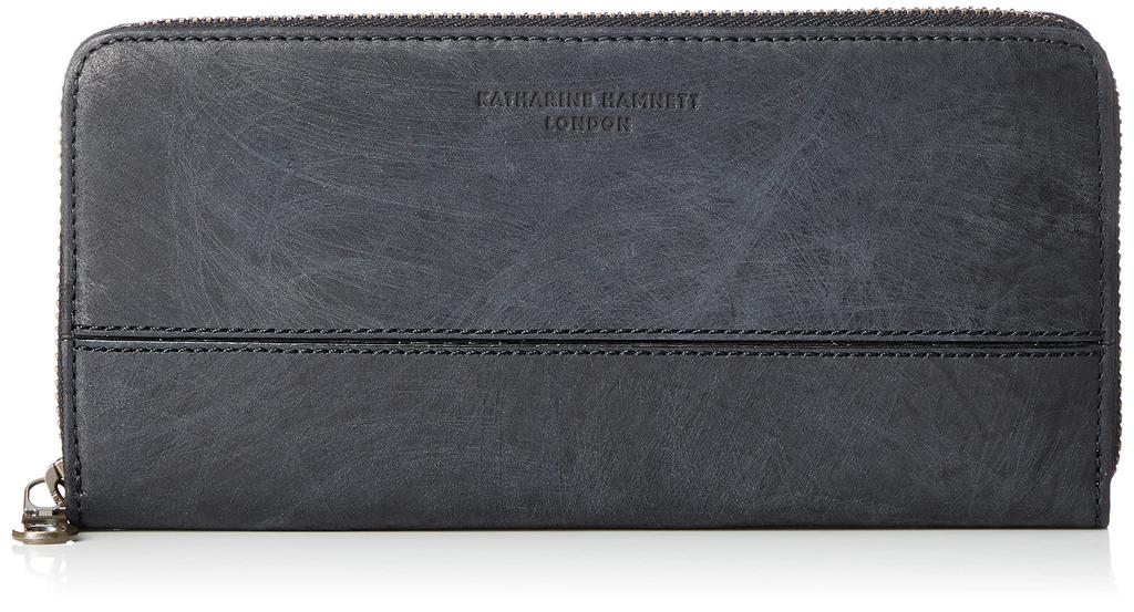 Hamnett Domestic Tanned Leather Hand Scratch Pattern Round Zipper Bundle Black [Catherine London] SCRUB" (vegetable Tanned) 490-50603