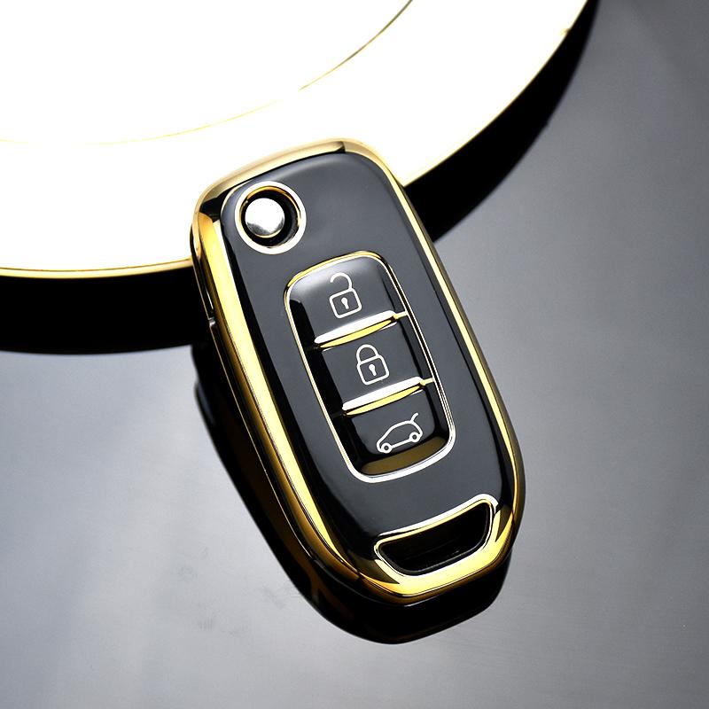 

Автомобіль TPU Flip Key Case Cover для Renault Kadjar Captur Megane Sandero Stepway Logan Clio 5 Arkana 2020 2021 Протектор Аксесуари Key Case чорний