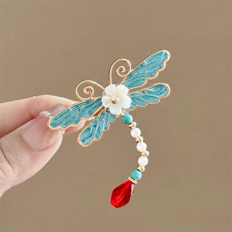 Elegant Blue Cloud Pearl Hairpin with Tassel