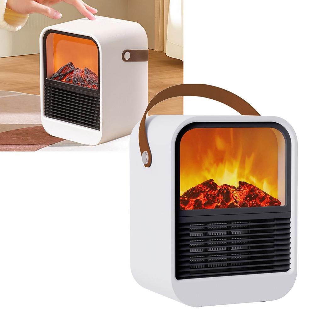 Portable Space Heater with Realistic Flame Overheat Protection Mini Electric Fireplace Heater for