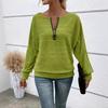 Women S Casual Solid Long Sleeve Zip Pullover T Shirt
