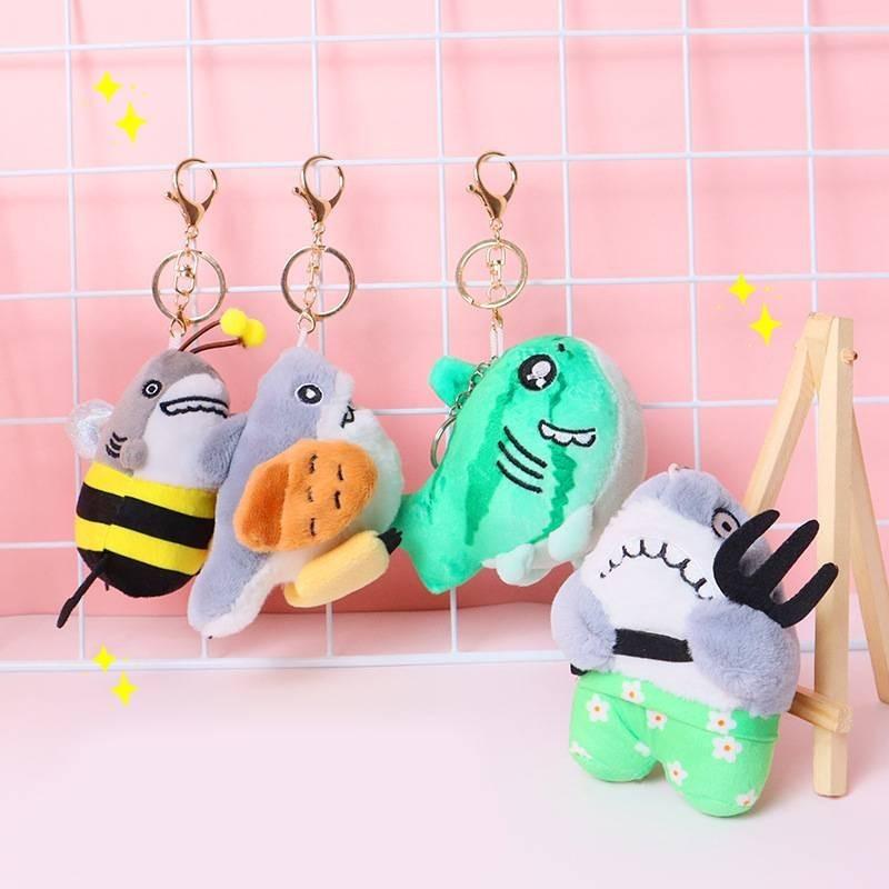 Adorable Cute Plush Shark Keychain Toy Soft Pp Cotton Stuffed Animal
