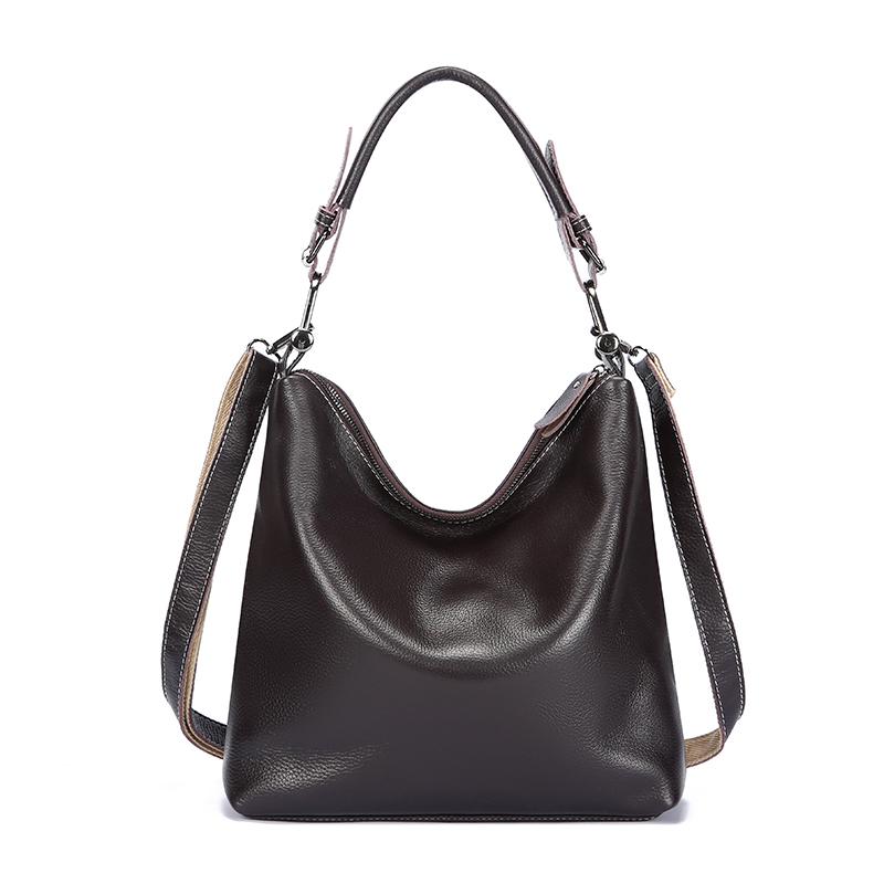 100% Genuine Cowhide Leather Tote Bag for Women Large Capacity Soft Shoulder Handbag Luxury Solid Color Sac