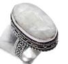Moonstone Natural Gemstone Antique Silver Plated Ring US Size-7.25 A 386
