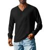 Men'S V-Neck Loose Casual Long Sleeved Shirt Fashionable Top