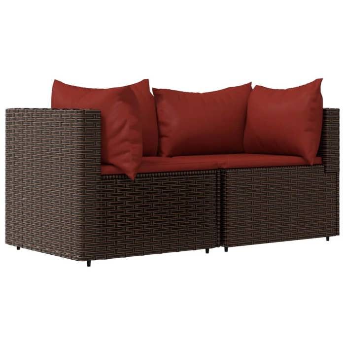 VidaXL Garden Corner Sofas and Cushions 2pcs Brown Wicker, Sofa, Garden Sofa, Sectional Corner Sofa, 319810