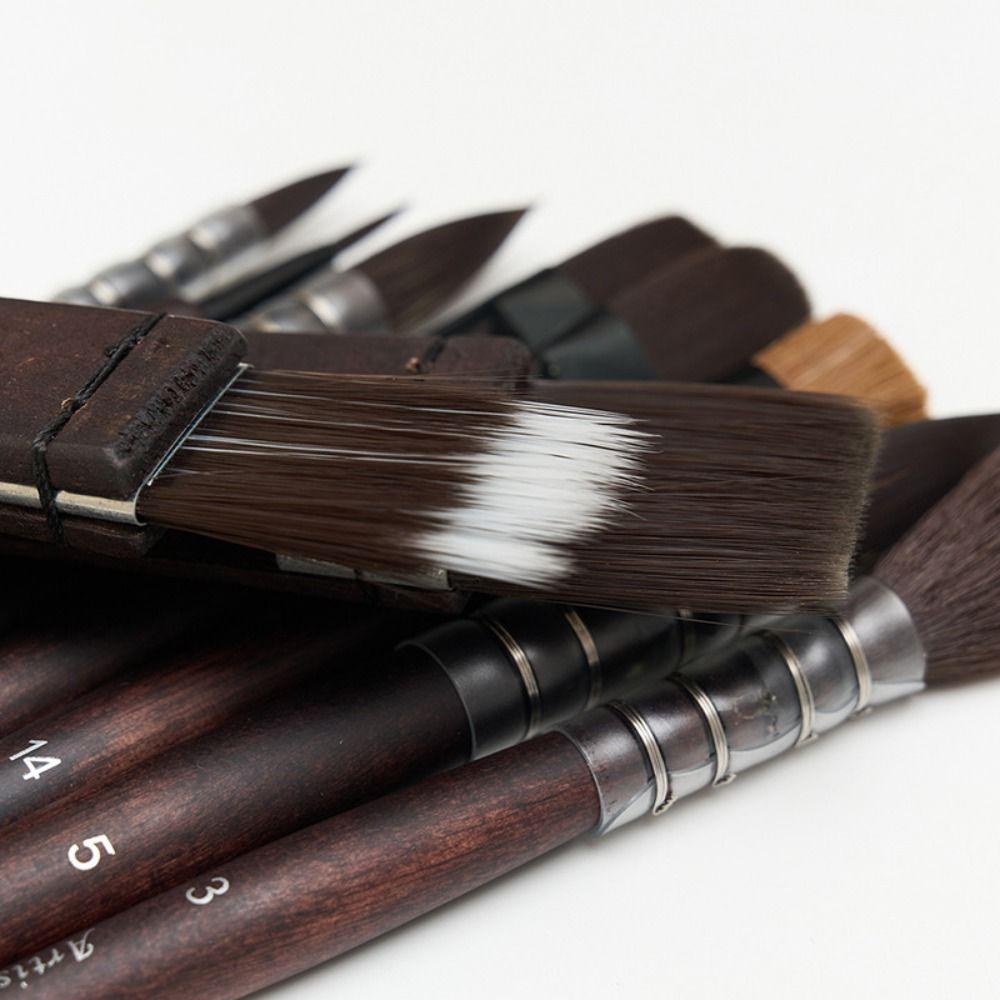 10Pcs Wooden Handle Paint Brush Pen Set Animal Hair Art Supplies Painting Brush Set  Acrylic