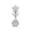 Hypoallergenic Navel Ring Shiny Cubic Zirconia Flower Design Durable Stainless Steel Belly Button Piercing for Women Gifts