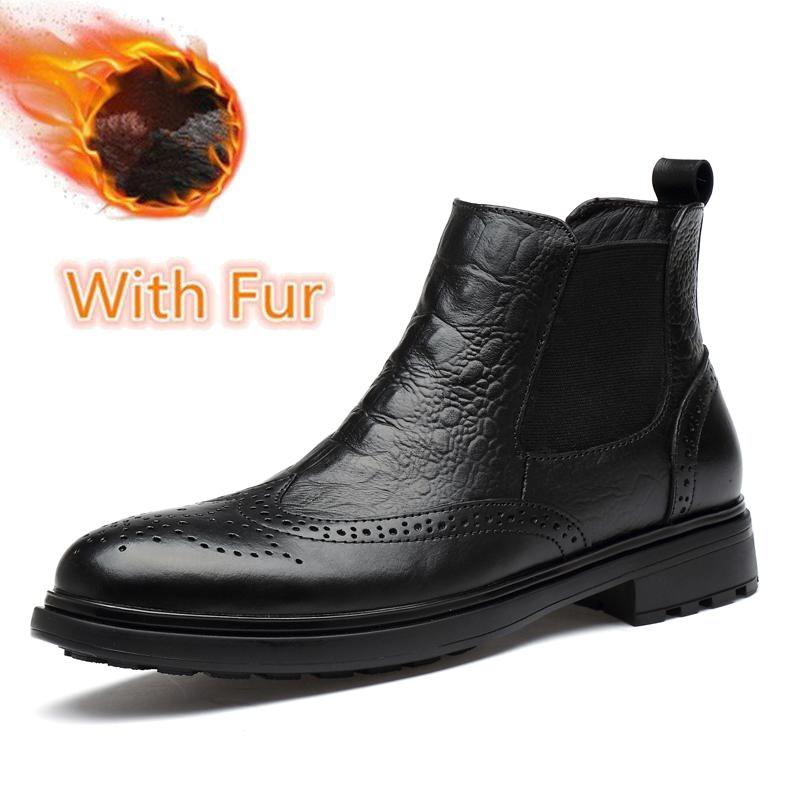 Fashion British Style Mens Chelsea Boots Genuine Leather Elegant Ankle Boots Fashion High Top Walking Shoes New Design Motorcycle Botas