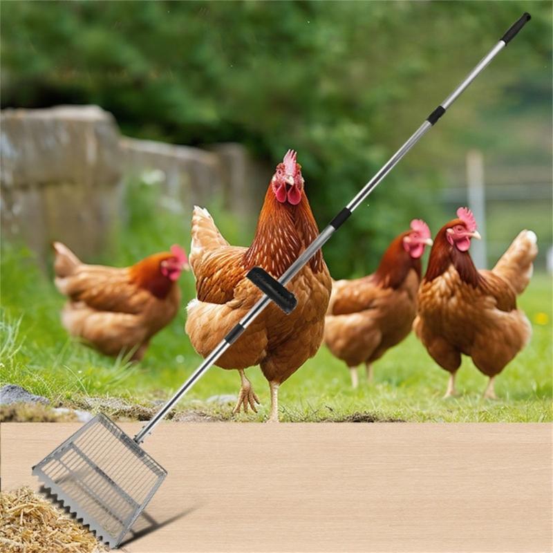 Extended Handle Poultry Sifting Shovel MultiPurpose Cleaning Tool Litter Scooper for Chicken Coops and Pet Waste Removal