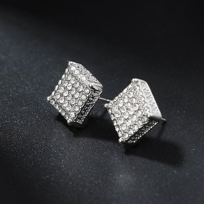 1 paar Silber Quadratische Klassische Zirkon Ohr Studs Für Männer Frauen Mode Glänzende Faux Diamant Bolzen Ohrringe Schmuck Geschenk für