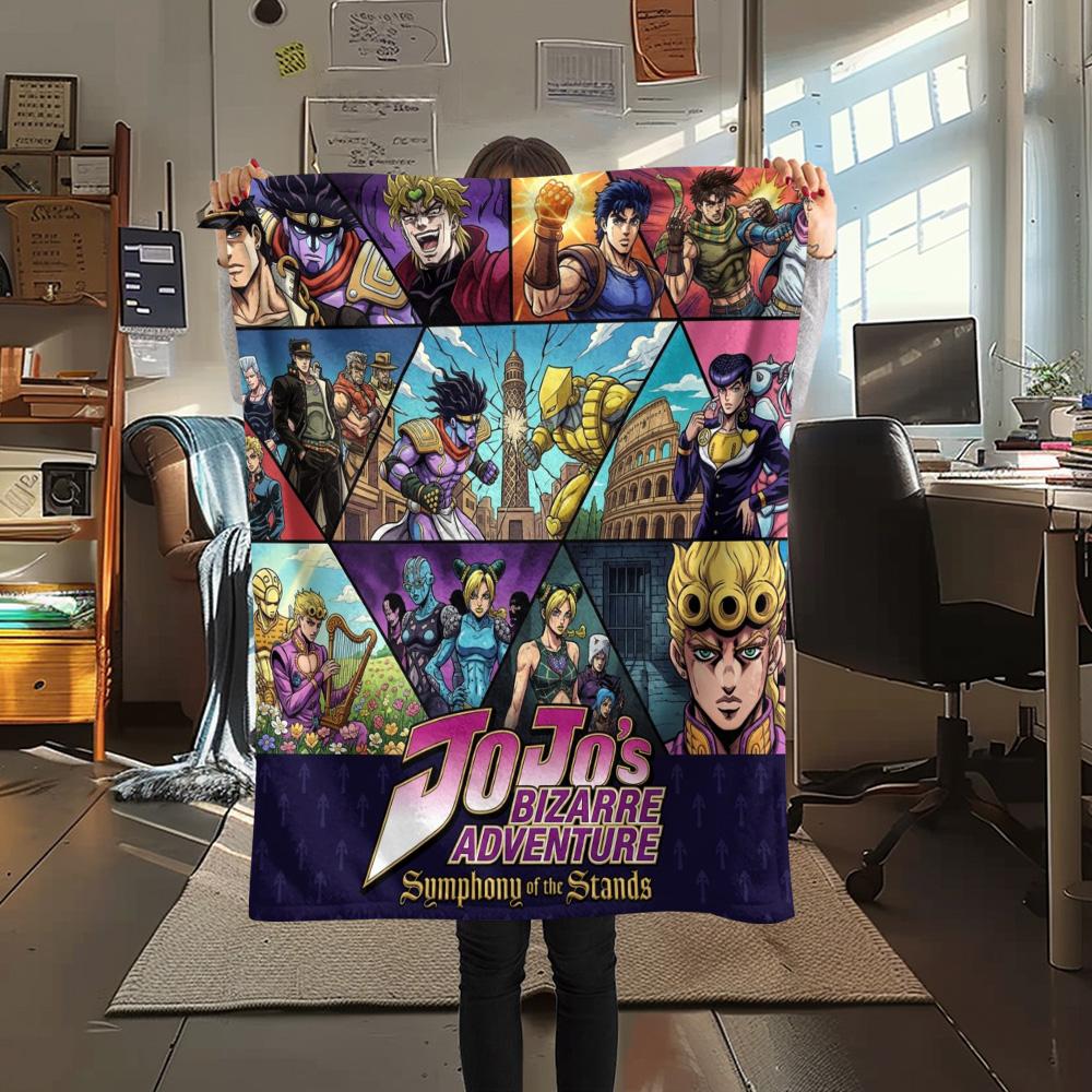 1 Stück Jojo's Bizarre Adventure Gemusterte Flanelldecke Geeignet für Alle Jahreszeiten Für Heimdekoration Wärme Und Komfort Geschenke Weihnachtsgeschenk