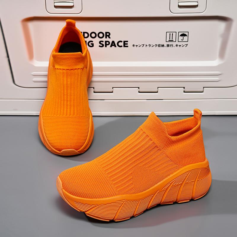 Spring and Autumn fly-woven socks shoes thick-soled large-size sports shoes shock-absorbing running shoes