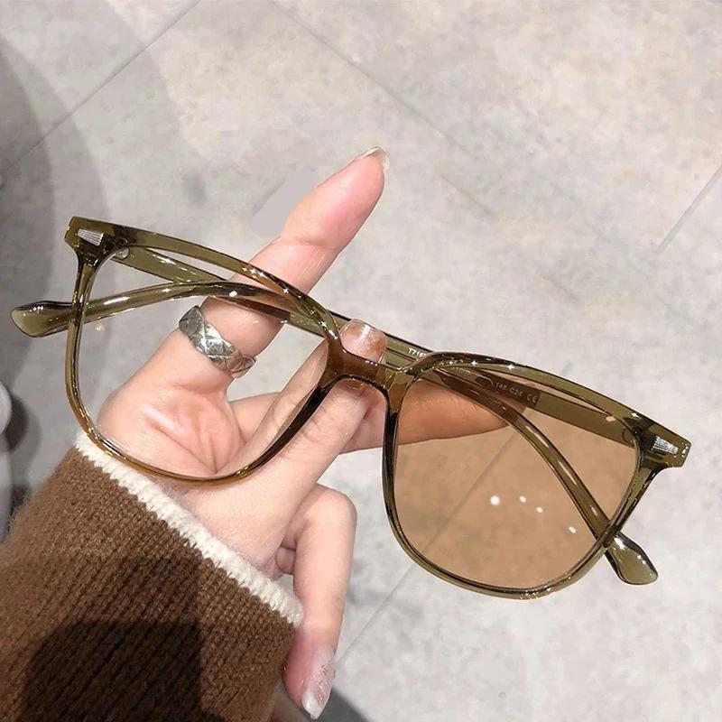 Ultralekkie Fotochromowe Okulary Przeciwsłoneczne Duże Modne Anty-niebieskie Okulary Korekcyjne Męskie Damskie Do Dalekowzroczności Dioptrie 0 Do -4.0