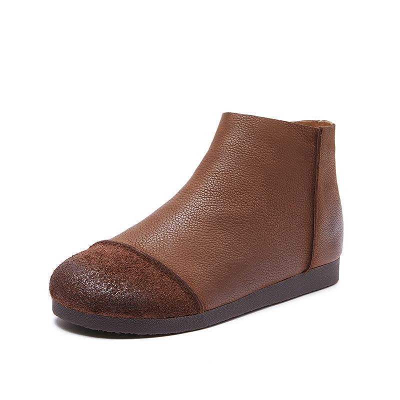 

Bodis Ретро Женские Ботильоны из Натуральной Кожи с Бархатной Подкладкой – Ручная Работа, Плоская Подошва для Осени/Зимы 36 кофейный